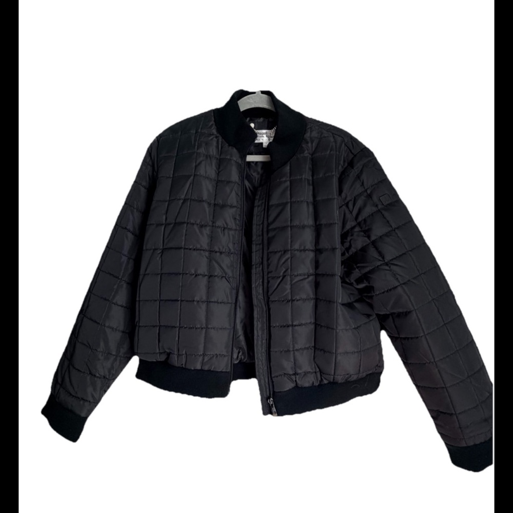 NICOLE MILLER Black Quilted Lightweight Puffer Bomber Jacket SZ 1X - Picture 2 of 7